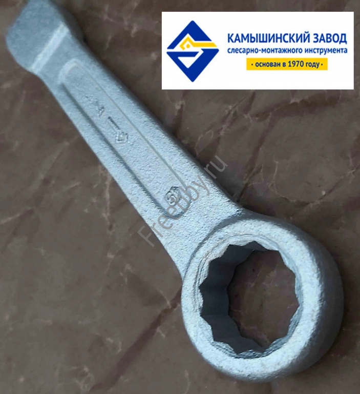 Ключ накидной 19 мм, ударный, кольцевой, односторонний, оцинкованный,