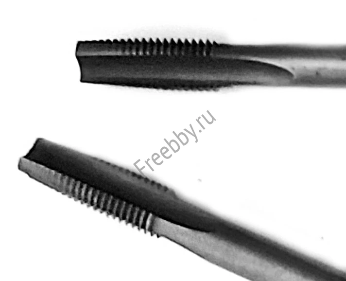 Метчик гаечный М10х1,25, изогнутый хвостовик, Р6М5, 165х25 мм, СССР.