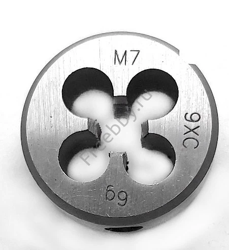 Плашка М7х1,0; 9ХС, основной шаг, 25/9 мм, ГОСТ 7740-71.