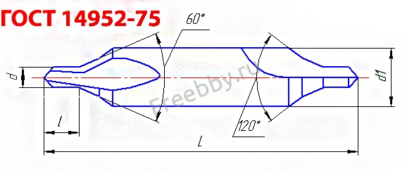 Сверло центровочное 3,15 мм, Р6М5К5, комбин, 2-х стор, тип А, 52/4,9.
