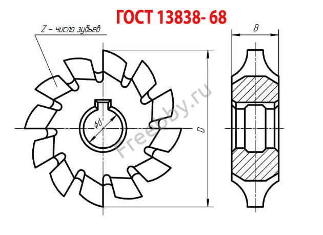 Фреза дисковая модульная зуборезная М0,8; Р6М5, 20°, Z12, к-т 8 шт