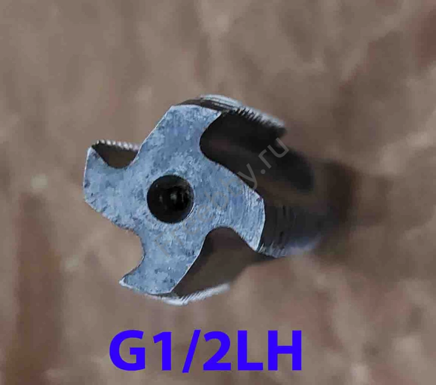 Метчик левый G1/2 дюйма, трубный, пол дюйма, м/р, Р6М5, 80/35 мм, СССР