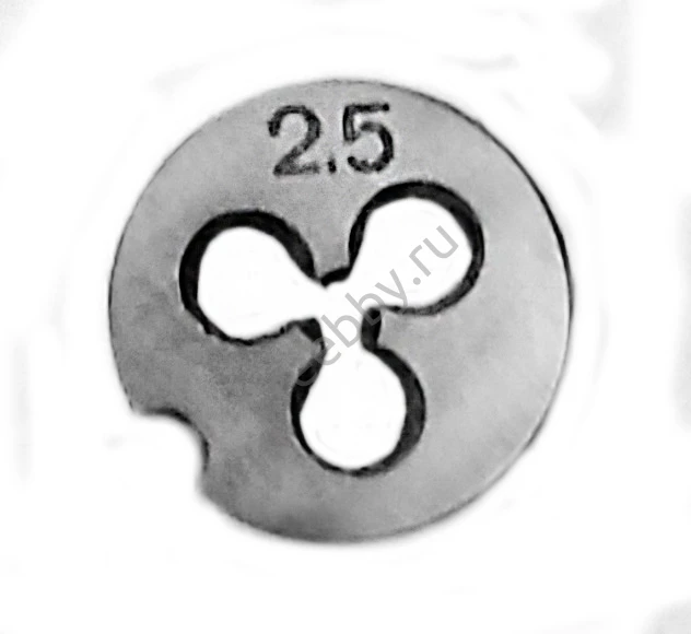 Плашка метрическая  М2,5х0,45, 9ХС, основной шаг, 15/3 мм, СССР.